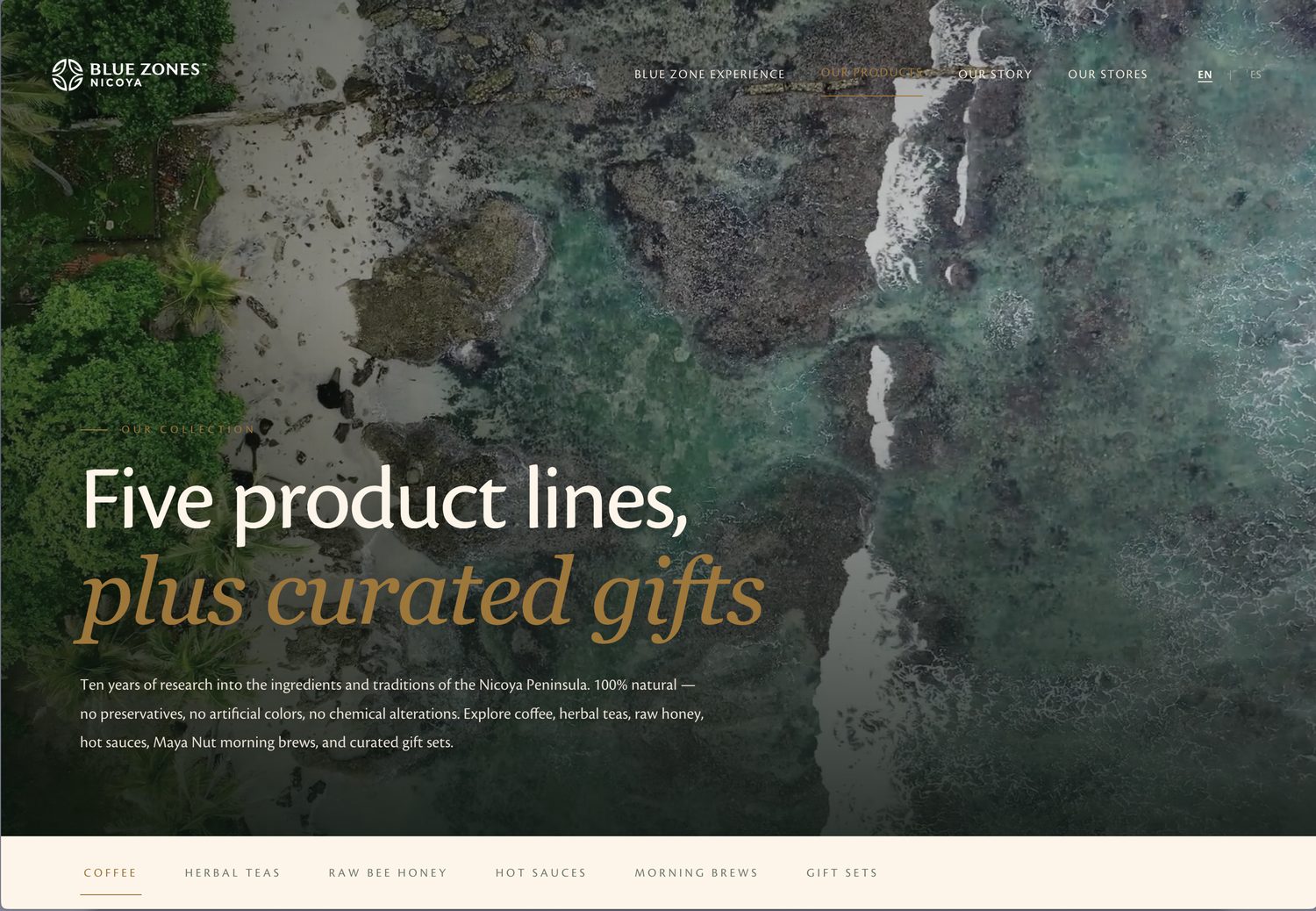 Blue Zones — product collection hero section